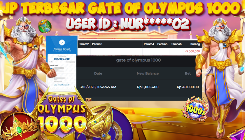 MIYA4D - Bukti JP GATE OF OLYMPUS 1000 5,000,000 Member NUR*****02