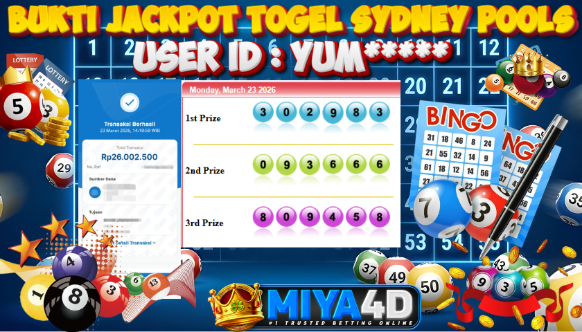MIYA4D - Bukti JP TOGEL SYDNEY POOLS 26.000.000 Member YUM*****