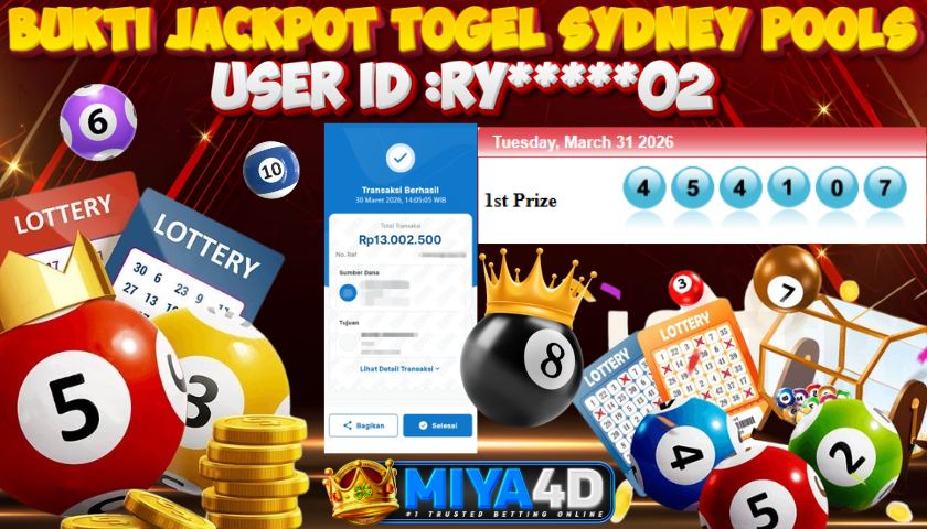 MIYA4D - Bukti JP SYDNEY POOLS 13.000.000 Member RY*****02