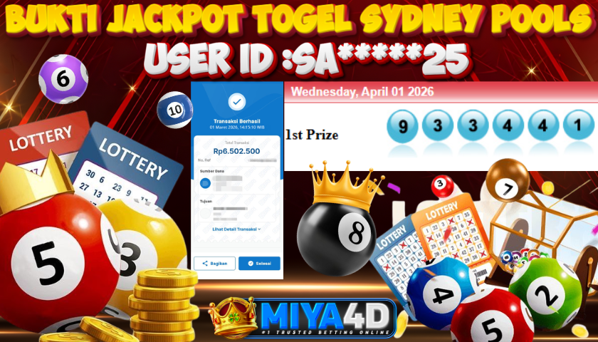 MIYA4D - Bukti JP SYDNEY POOLS 6,500,000 Member SA*****25