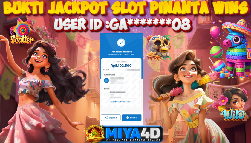 MIYA4D - Bukti JP PINANTA WINS 8,100,000 Member GA*******08