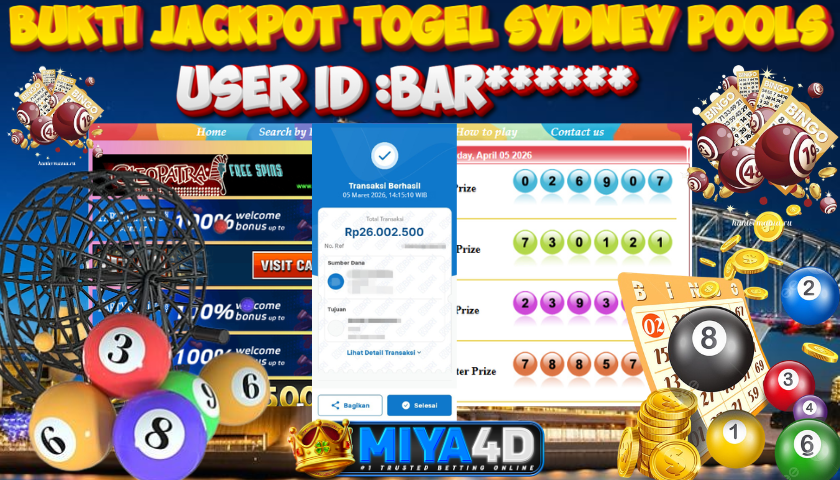 MIYA4D - Bukti JP SYDNEY POOLS 26,000,000 Member BAR******