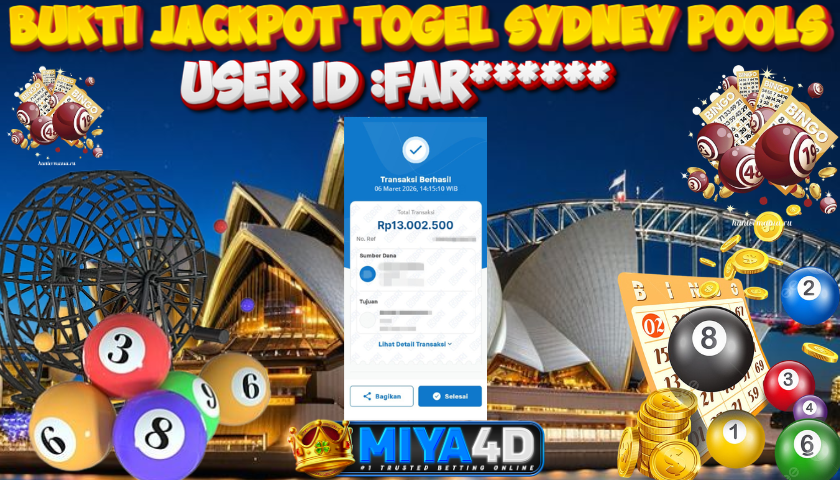 MIYA4D - Bukti JP SYDNEY POOLS 13.000.000 Member FAR******