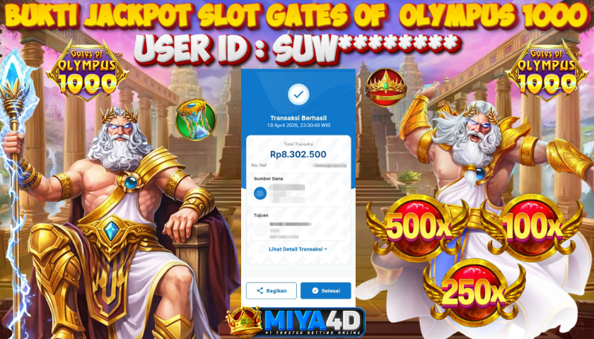 MIYA4D - Bukti JP GATES OF OLYMPUS 1000 8,300,000. Member SUW********