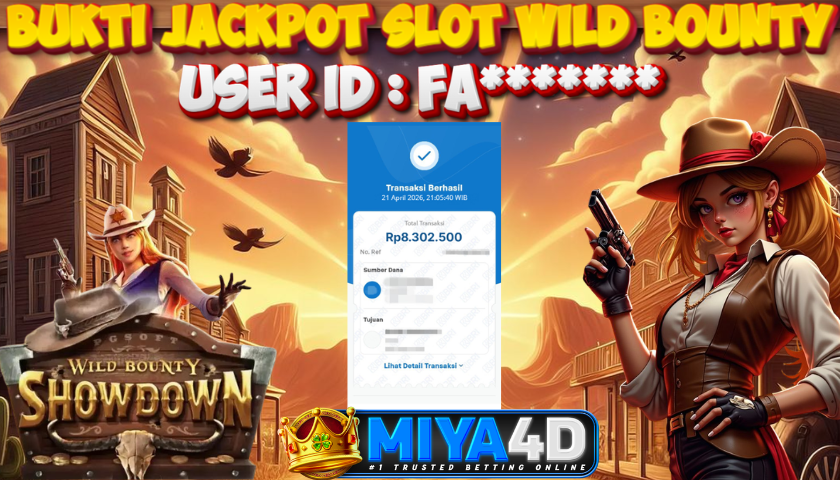 MIYA4D - Bukti JP WILD BOUNTY 8,300,000. Member FA*******