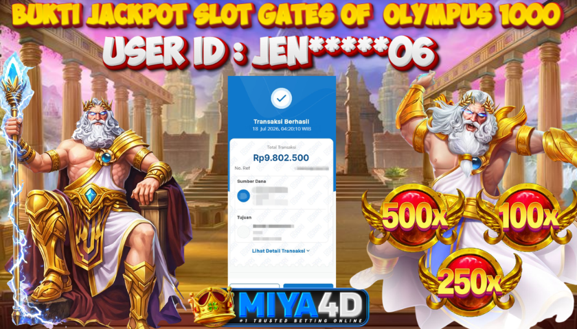 MIYA4D - Bukti JP GATES OF OLYMPUS 1000 9.802.500 Member JEN*****06