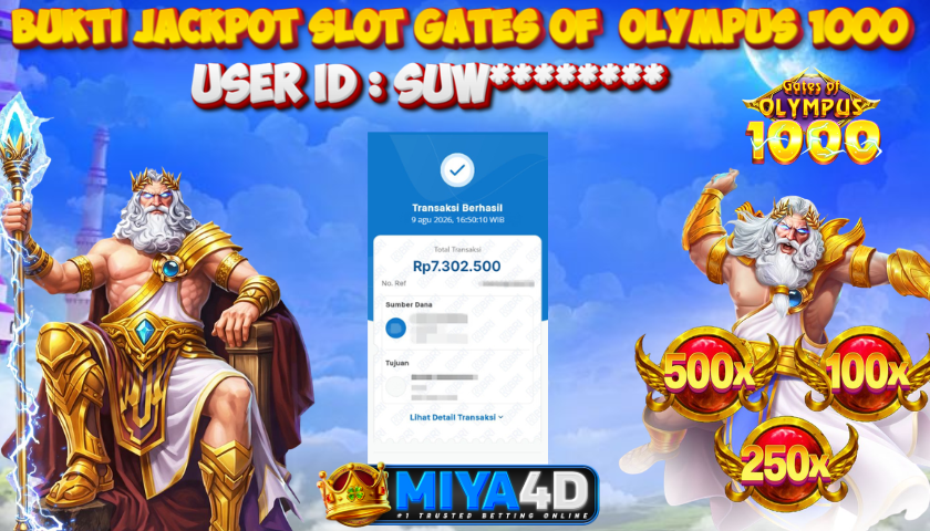 MIYA4D - Bukti JP GATES OF OLYMPUS 1000 7.302.500 Member SUW********