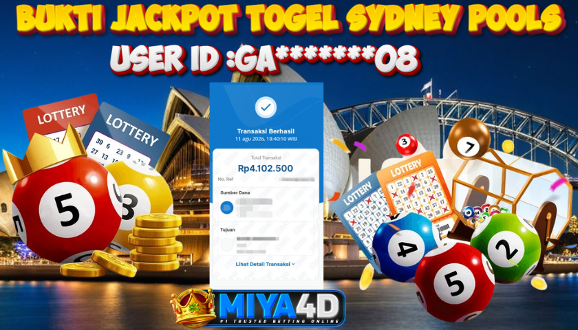 MIYA4D - Bukti JP SYDNEY POOLS 4.102.500 Member GA*******08